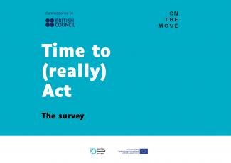 Witte letters op blauwe tekst: Time to (really) Act