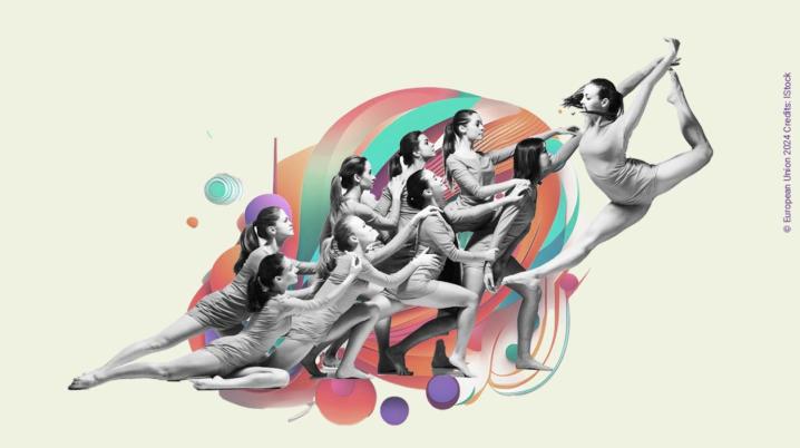 Jonge balletdanseressen vormen een vloeiende beweging