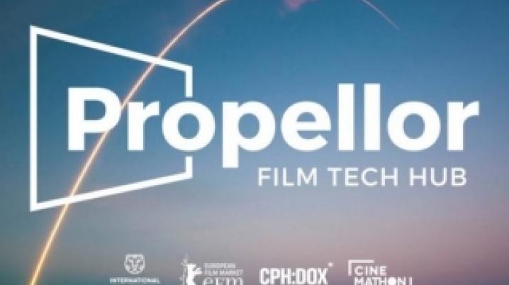 Text on a blue sky reads "Propellor Film Tech Hub"